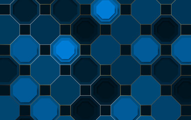 Blue hexagonal abstract background with geometric pattern and honeycomb texture