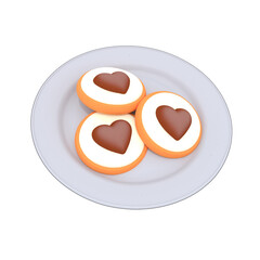 Heart-Shaped Cookie with Chocolate and Cream Decoration – Valentine’s Day Illustration.3D render Blender render.