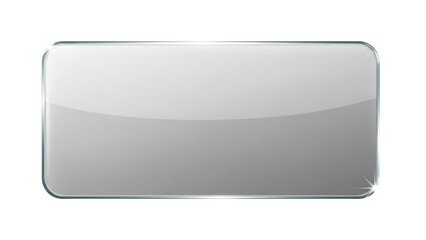 Glossy rectangular button design element with rounded corners and subtle light reflection perfect for user interface applications and web design projects on transparent background