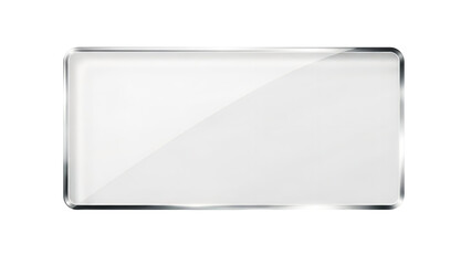 Blank glossy white rectangular panel with rounded corners and a subtle metallic silver border perfect for digital display mockups or modern interface elements on transparent background