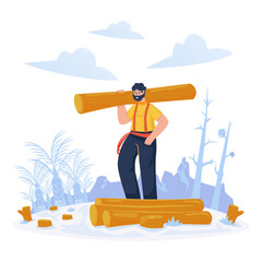 Illegal Logging and Deforestation Vector Illustration