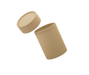 Eco-friendly kraft paper jar and lid, ideal for sustainable product packaging. 3d illustration