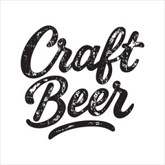 Vintage craft beer lettering illustration with bold textured script. Distressed calligraphy style perfect for brewing and bar themes. Ideal for beer labels, logos, and packaging. Part of set