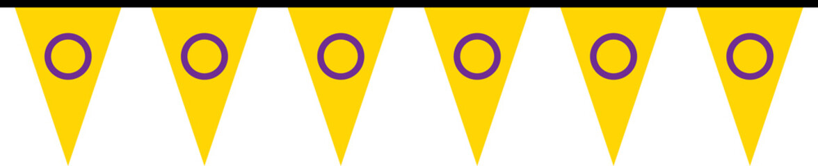 Seamless yellow with purple circle as intersex flag party bunting. LGBTQI concept. Flat design illustration.