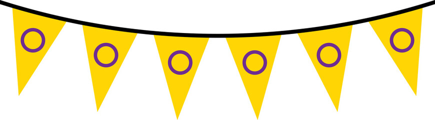 Seamless yellow with purple circle as intersex flag party bunting. LGBTQI concept. Flat design illustration.