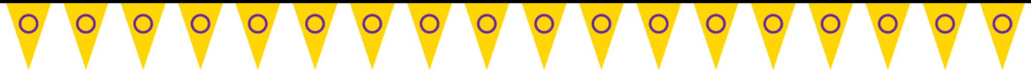 Seamless yellow with purple circle as intersex flag party bunting. LGBTQI concept. Flat design illustration.