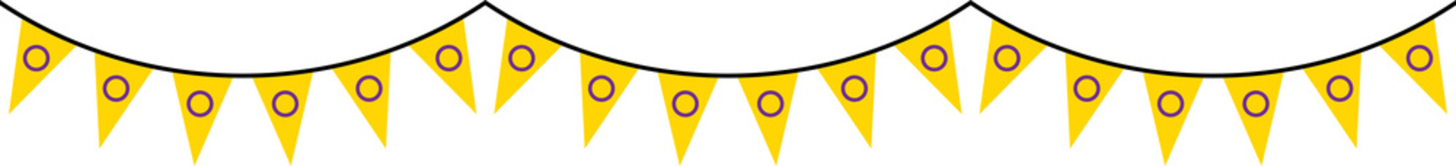Seamless yellow with purple circle as intersex flag party bunting. LGBTQI concept. Flat design illustration.