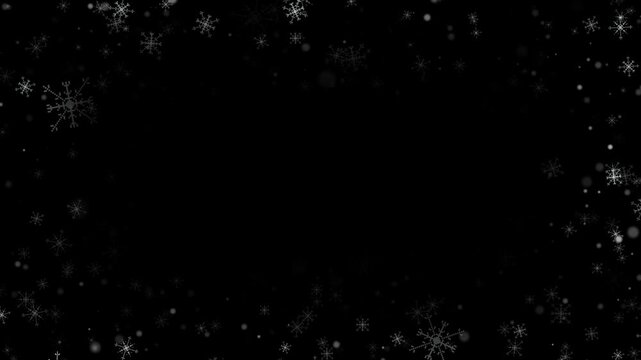 Christmas pixelart snowflake border overlay particle animation falling snow arcade style motion graphic on transparent background
