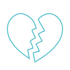 ひび割れたシンプルなハートの手描きイラストアイコン 水色