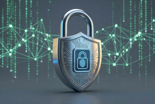 Digital lock with fingerprint scanner symbolizing secure technology - Powered by Adobe