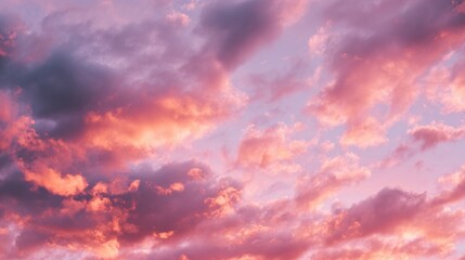 Obraz premium Dramatic skyscape with colorful clouds in pink purple and orange hues