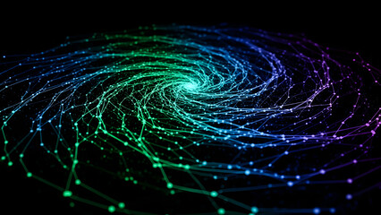 fractal burst arrangement, Neon Network: Vibrant Data Web With Electric Circuits And A Complex Digital Grid