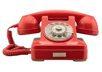 Red Rotary Telephone isolated on a transparent background
