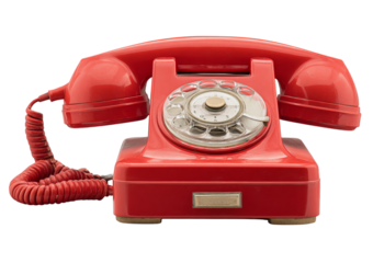 Red Rotary Telephone isolated on a transparent background