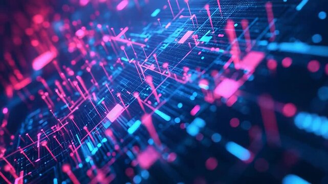 Digital data network connection transmitting glowing light signals