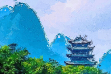 Various oil paintings, flowers, roses, peonies, waterfalls, landscapes, peacocks, mountains, fish, chrysanthemums, lakes, fishermen fishing