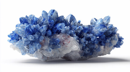 Glistening blue crystal cluster on a light background