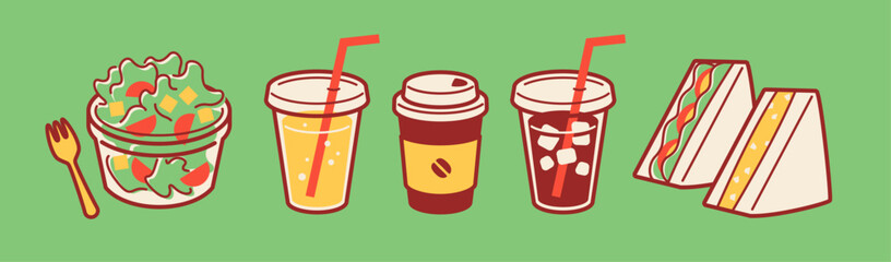 Salad, Drink, Sandwich