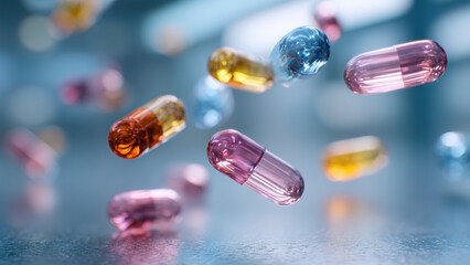 Assorted Medicine Pills on Background