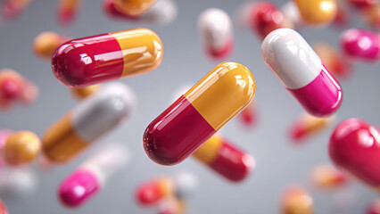 Assorted Medicine Pills on Background