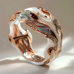 Luxurious fish motif bracelet with gemstones on a transparent background