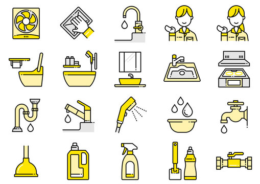 水廻りアイコン03　Bathroom/Kitchen Areas Icons