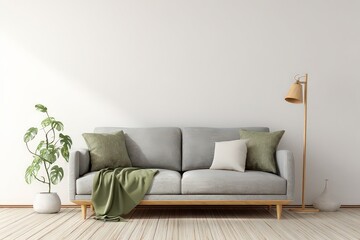 Fototapeta premium Cozy Living Room Interior With Neutral Colors and Minimalist Furniture