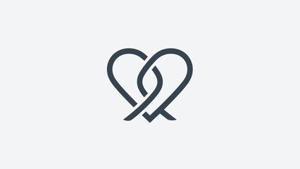 Intertwined Hearts Emblem: A minimalist and elegant illustration features two hearts interwoven, symbolizing connection, love, and unity.