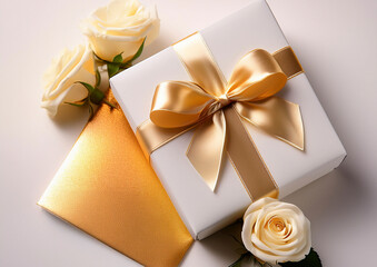 薔薇と白いギフトイメージ
