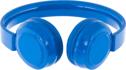 Blue wireless headphones high resolution PNG clipart isolated on transparent background modern over ear audio headset cutout for music design branding and digital artwork