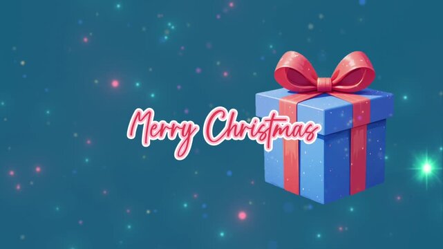 Holiday Greeting Card with Shimmering Jewels on blue Background