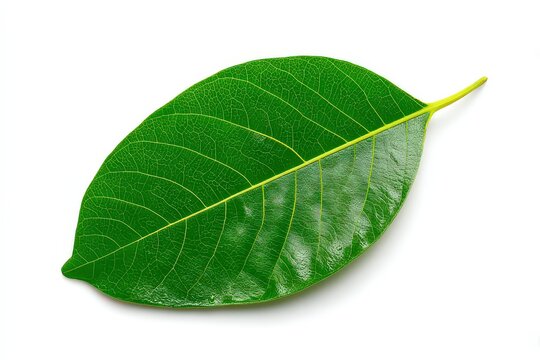 Single Green Leaf On White Background