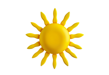 Vibrant Yellow Sun with Stylized Rays in 3D