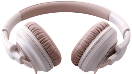 High resolution wireless headphones isolated on white background transparent PNG cutout for music design branding mockups and digital artwork