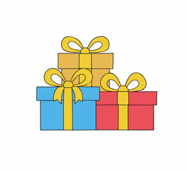 Stack of Colorful Christmas Gift Boxes Vector Illustration