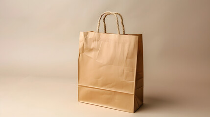 Stunning plain brown kraft paper shopping bag stands ready for eco conscious retail branding and packaging designs