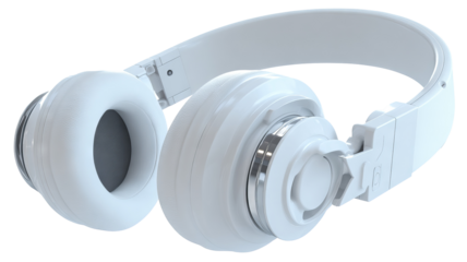 Modern portable wireless headphones in soft blue color high resolution PNG clipart isolated on transparent background perfect clean cutout for music design branding and digital artwork