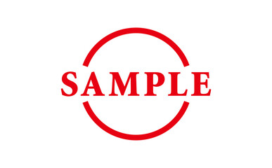 SAMPLE - SAMPLE word written on Red Rubber Stamp 
