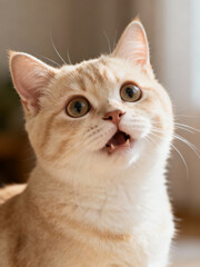 Surprised Cat with Wide Eyes and Raised Fur