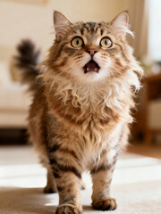 Expressive Shocked Cat Realistic Close-Up