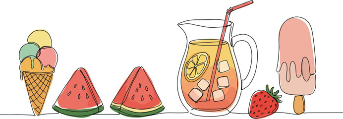 A sweet cartoon vector illustration set of healthy fruit and vegetable icons with a fork and knife