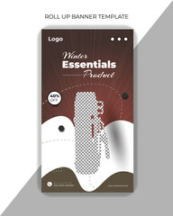 Winter Essentials Product Roll-Up Banner Design Template