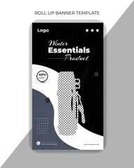 Winter Essentials Product Roll-Up Banner Design Template