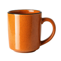 A ceramic orange mug with a smooth glossy surface and simple modern shape, isolated on a transparent background, ideal for product presentations, online shops, and advertising visuals.