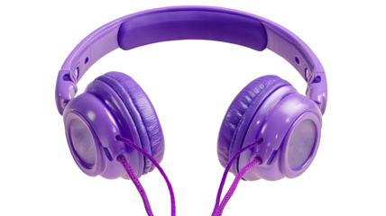 Purple wireless headphones high resolution PNG on transparent background isolated audio headset cutout for music design branding mockups and modern digital artwork