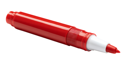 High resolution red marker pen for writing isolated on transparent background realistic PNG style clean stationery cutout for design mockups branding layouts and creative projects