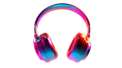 Vibrant wireless RGB headphones glowing at night for music lovers high resolution PNG cutout on transparent background for modern audio design and digital branding