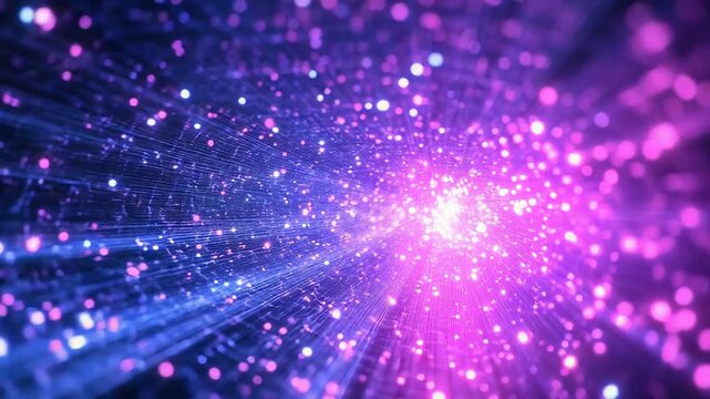 Futuristic data tunnel transporting information with glowing particles