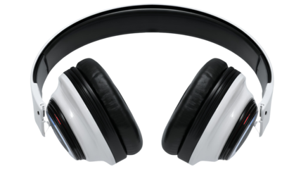 Wireless headphones front view high resolution PNG style isolated on transparent background modern audio headset perfect for cutout music design and digital branding visuals
