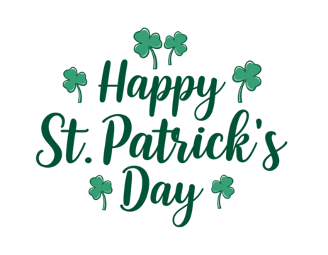 Happy St Patrick's Day greeting icon with green organic leaf vector symbol illustration and decorative alphabet letters - Powered by Adobe